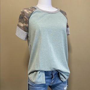 Camo Contrast Top